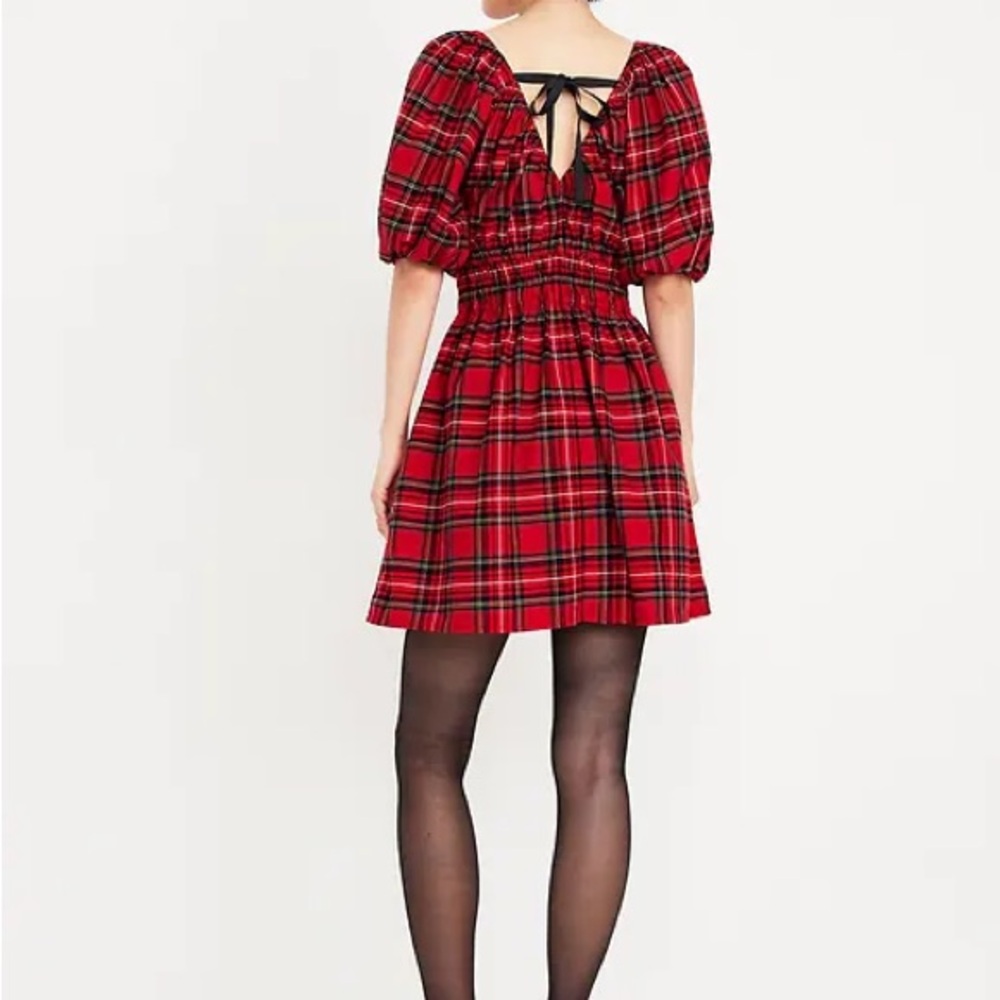 Old Navy Red Plaid Backless Dress